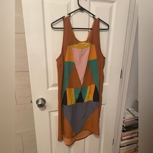 Gorman dress; US4 (Australian size 8); burnt orange with multi colour panelsl